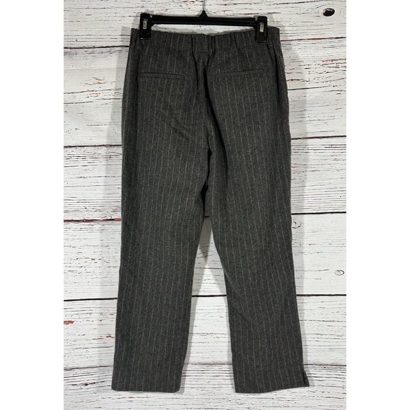 J Crew Wool Trousers Pants Womens Size 4 Grey Pinstripe Career Cropped Pockets - Picture 2 of 10